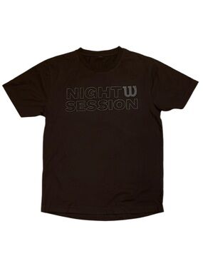 Wilson Mens Night Session Shirt Performance Medium Black Tennis Sports Athletic